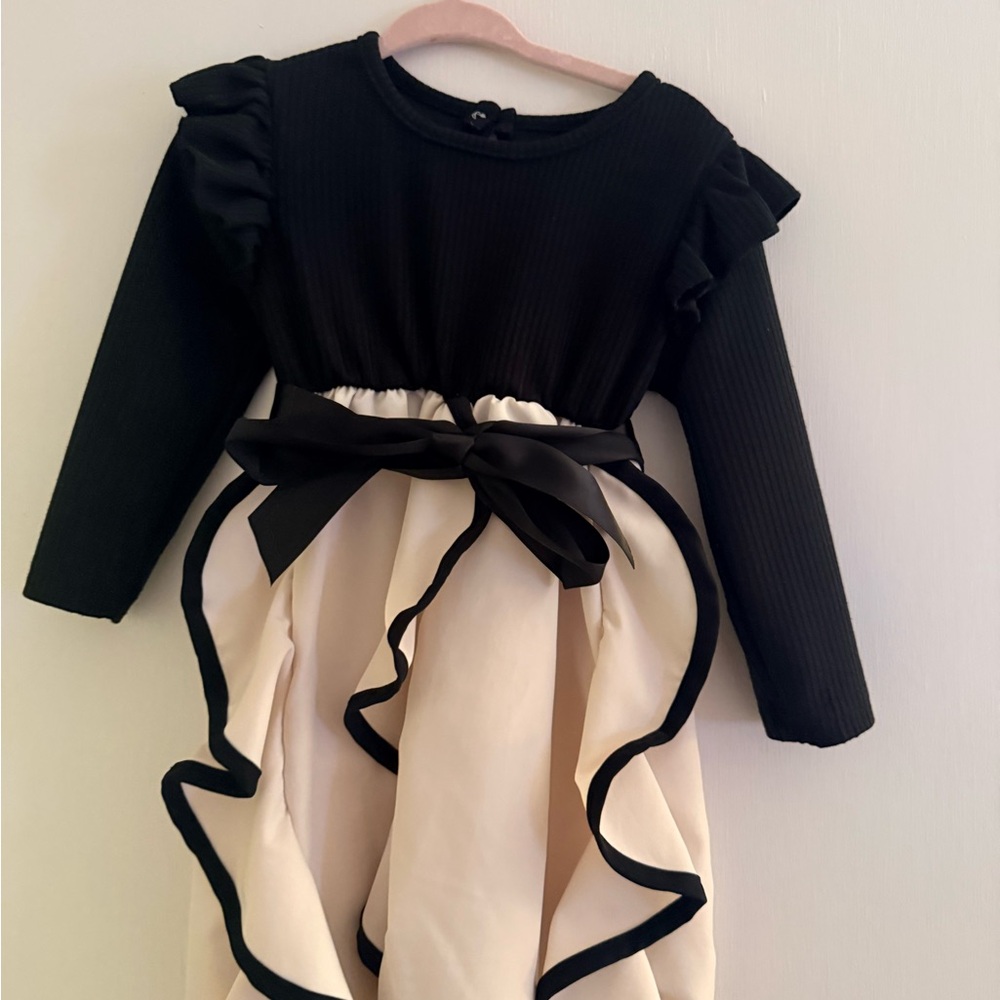 Elegant Black and Cream Kids Dress